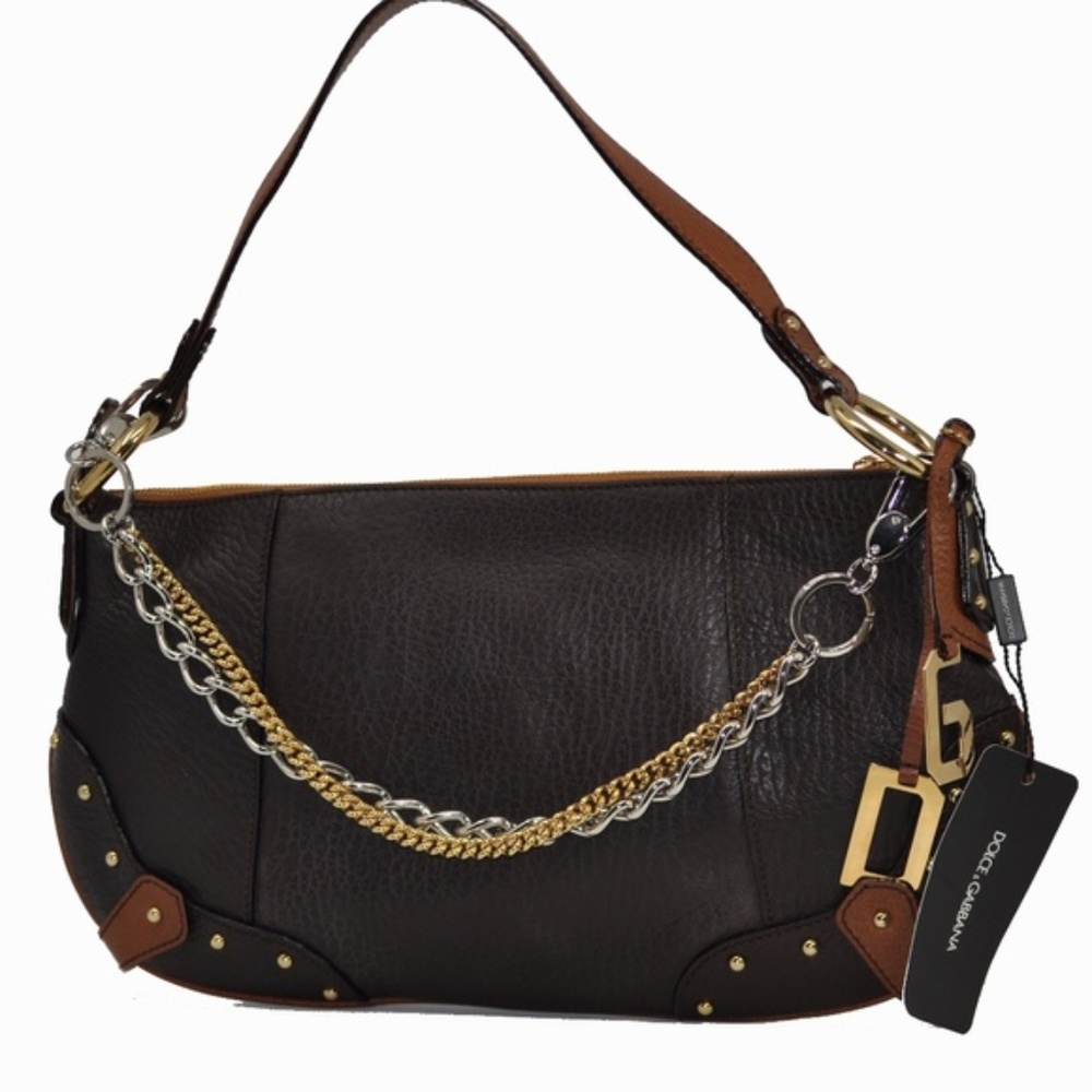 RARE NWT Dolce & Gabbana Stud & Chains Leather Bag